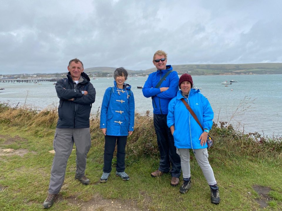 The Dorset clifftops leaning into 60mph winds!